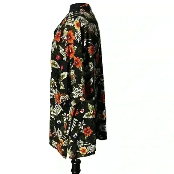 Warner Bros Studio Store Hawaiian Floral Pool Hall Button Front Top Size XL - Picture 2 of 7